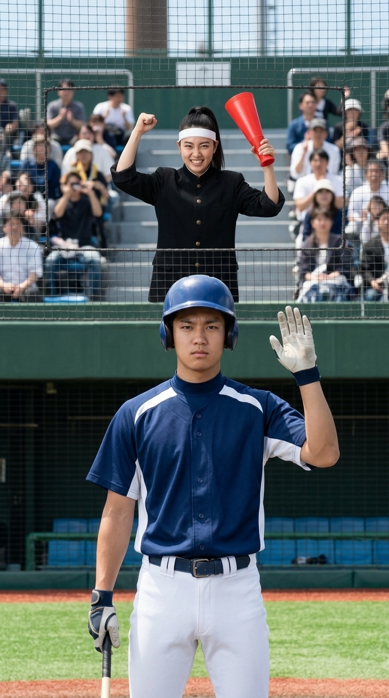 不可解な応援コールに打席から抗議する代打打者のイメージ