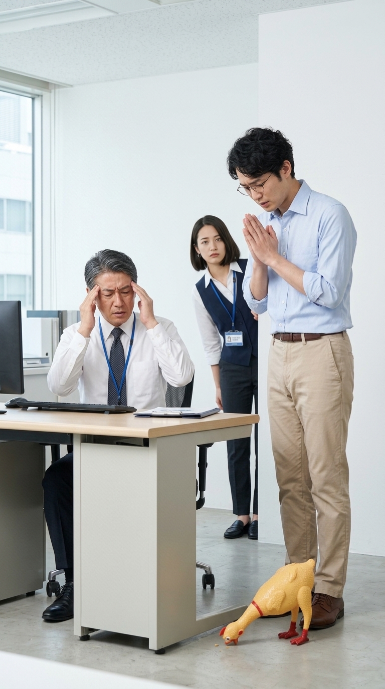 怒られる回数を減らすため自分の悪行を一気に自白する社員のイメージ