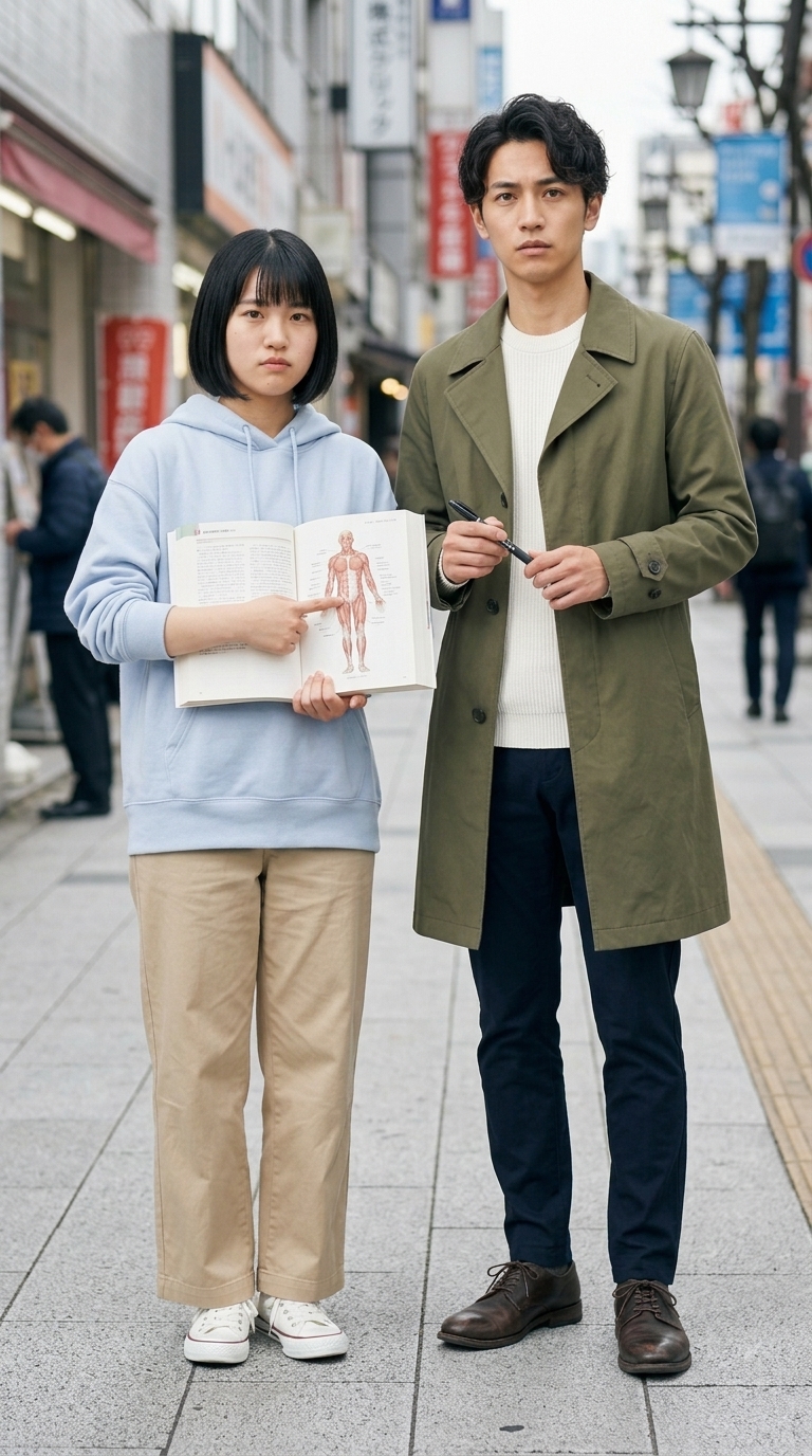 保健体育の教科書の図解横にサインを書かせる瞬間のイメージ