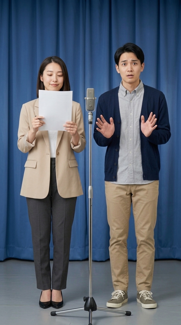 自作の英語教材から飛び出す理不尽な設問に困惑する男性のイメージ