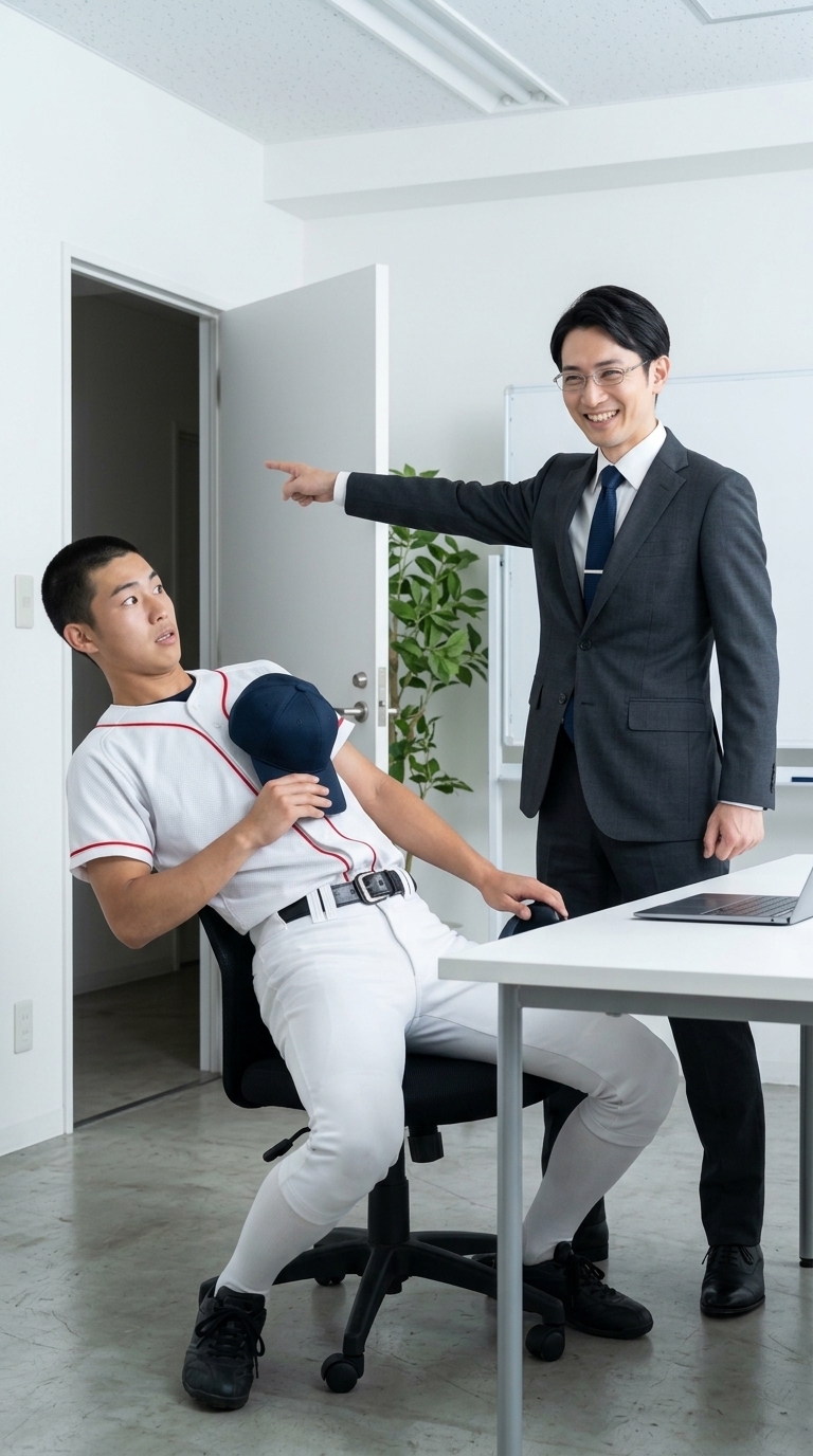 甲子園の知名度を使った回収手口を身振り手振りで説かれるイメージ