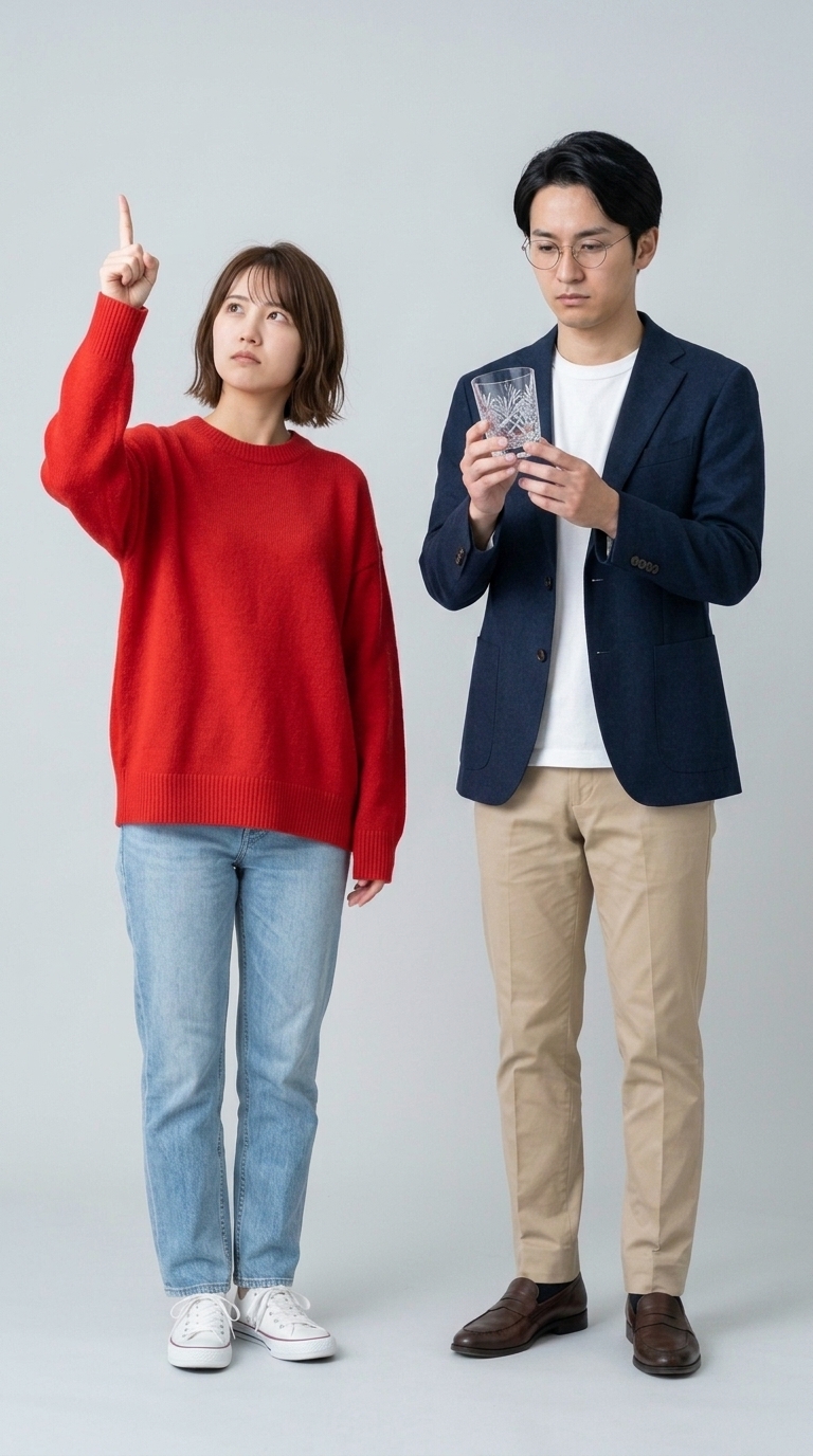 工芸品の名前を人名だと信じ込んで怒る友人のイメージ