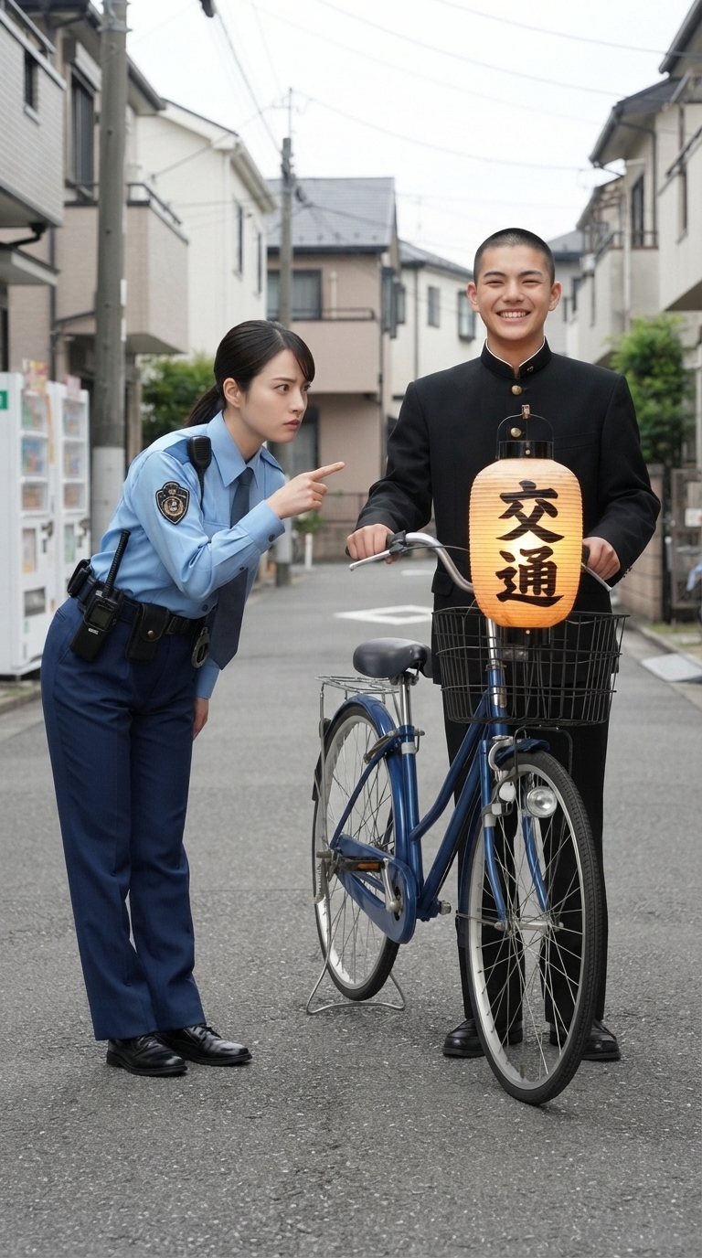 警官から恐喝の容疑を向けられ必死に弁明する高校生のイメージ